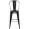 Merrick Lane Sabine Metal Indoor-Outdoor Counter Stool with Vertical Slat Back and Integrated Footrest